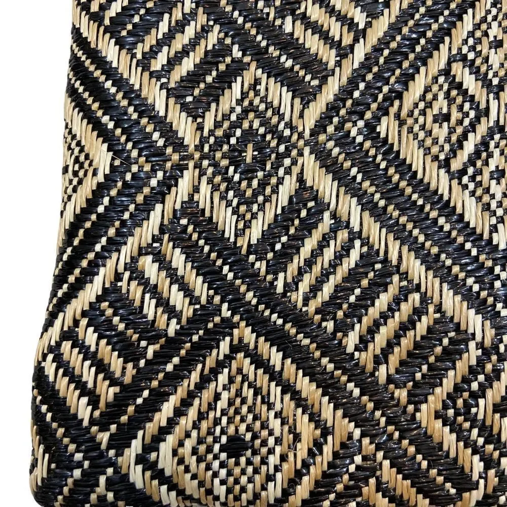 Trina‎ Brand Tan and Black Woven Cosmetic Bag With Zipper Closure